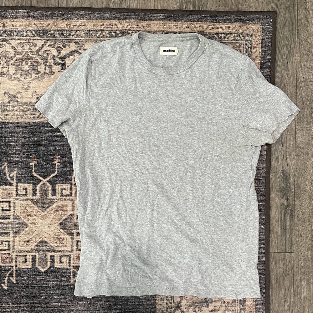 Taylor Stitch Light Gray Organic Cotton  Short Sleeve Tee